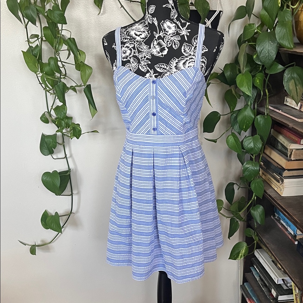 Light Blue Striped Mini Dress
